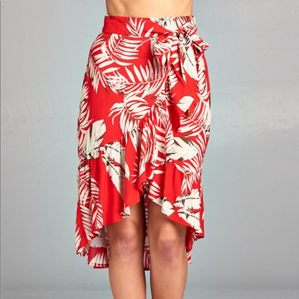 Hi low printed wrap skirt
